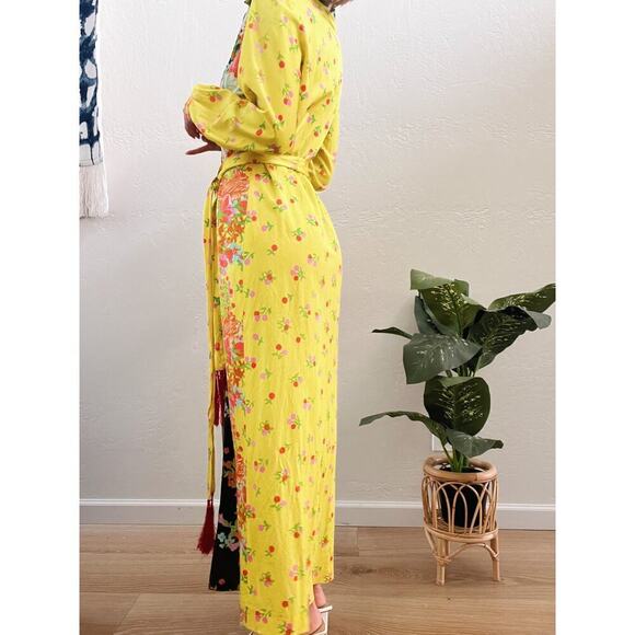 Vintage 1960's Floral Fringe Tie Button Up Cardi Dress - Picture 4 of 10